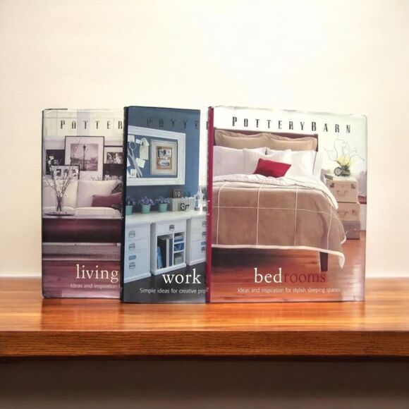Pottery Barn Design Library Lot of 3 Books Living Rooms Bedrooms Work Spaces HC - Picture 1 of 4